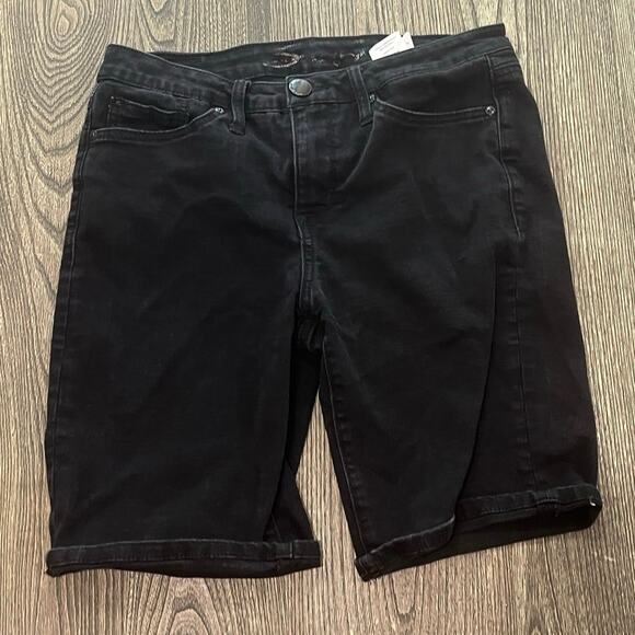 Seven7 Womens Bermuda Shorts High Rise Denim Stretch Cotton Blend Black Size 6 - Picture 1 of 7